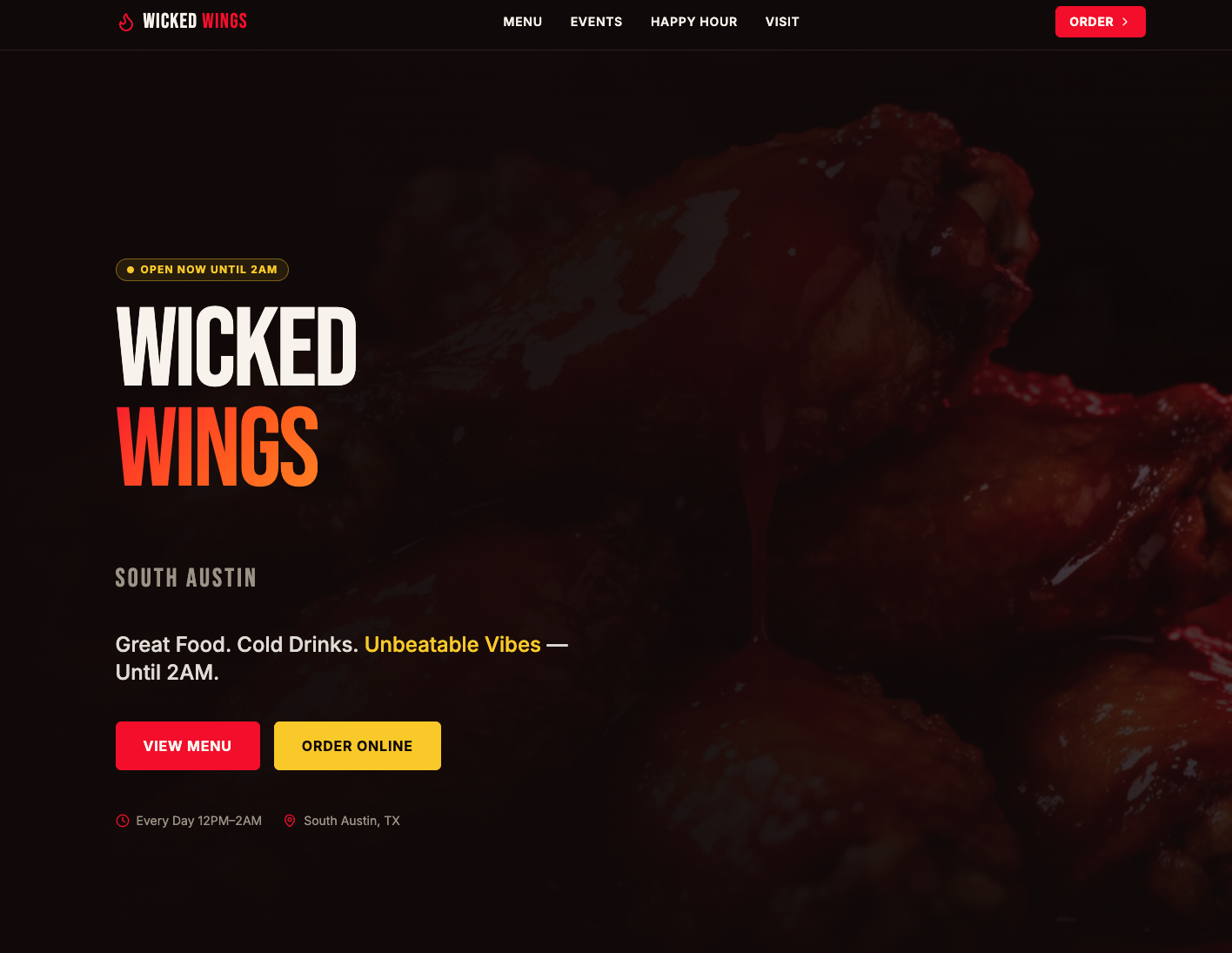 Wicked Wings website preview