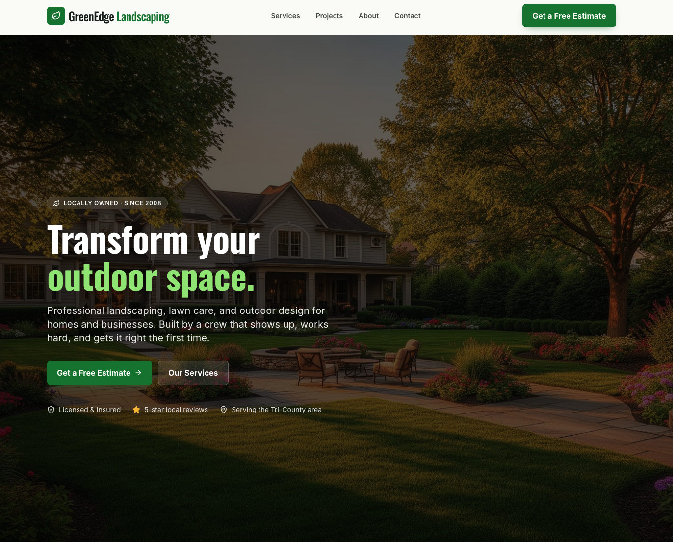 GreenEdge Landscaping website preview